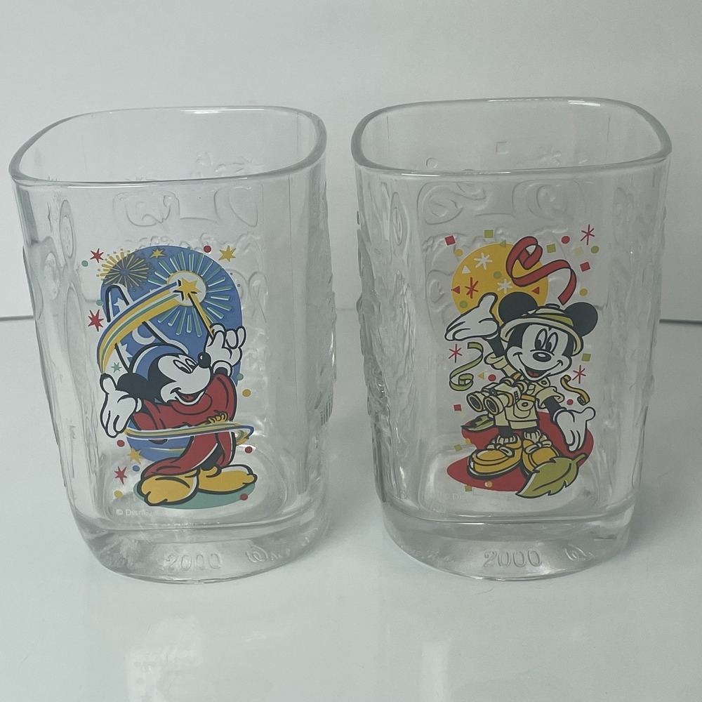 Mickey Mouse Walt‎ Disney World Celebration 2000 McDonalds Glasses Set of 2